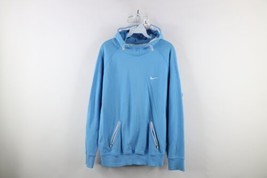Vintage Nike Mens Medium Faded Travis Scott Mini Swoosh Hoodie Sweatshirt Blue - £62.24 GBP