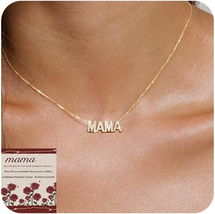 Mothers Day Gift for Mom Wife, Mama Necklace for Women Trendy 14K Gold Plated Cu - £17.09 GBP
