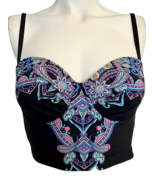 Reaction by Kenneth Cole Black, Blue, Pink Paisley Bikini Top Size S - €10,63 EUR