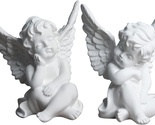 Little Angel Statue Figurines 2Pcs, Resin Cherubs Statue with Wings Slee... - $26.96