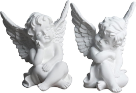 Little Angel Statue Figurines 2Pcs, Resin Cherubs Statue with Wings Sleeping Thi - £21.60 GBP