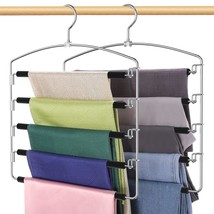 5 Tier Pants Hangers Space Saving, 2 Pack Non-Slip Foam Padding Closet O... - $29.99