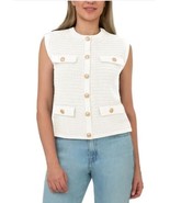BlankNYC Womens Sweater Vest Cream Sleeveless Faux Flap Pockets Heavyweight - $808.12 MXN