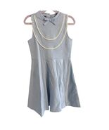 Girls Size 8 Janie And Jack Sleeveless Blue Ponte Dress Bow &amp; Lace Trim ... - €24,55 EUR