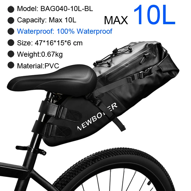 NEWBOLER 100% Waterproof Bike Saddle Bag Rainproof TPU MTB Bicycle Rear Bags Roa - £94.56 GBP