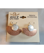 Style Brand French Wire Dangle Earrings Gold Tone Half Moon W Silver Ful... - €12,03 EUR