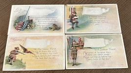 Set of 4 WW1 World War 1 War Motto Pennant Message Banner Postcards - $19.55