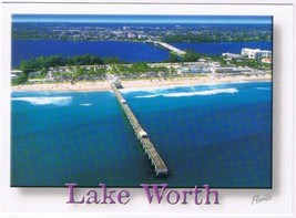 Florida Postcard Lake Worth Beach &amp; Pier Large Card - £3.10 GBP