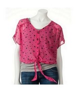 Lily Rose Juniors Chiffon Sheer Star Front Tie Blouse - £11.91 GBP