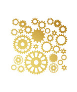 29 Brushed Brass Colored Gear Vinyl Decals Overall Size 13.5&quot; tall x 13.... - £11.68 GBP