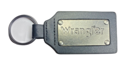 Wrangler Keychain Ring Heavy Duty Black Leather Metal Plaque Riveted 4.25&quot; x 2&quot; - $5.75