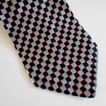 Vintage Tachi Taylor Men Silk Tie Silver Black Squares Necktie Made In USA - $14.82