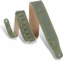 Levy&#39;s - MS26CK-GRN - 2.5 Inch Suede Celtic Knot Emboss Guitar Strap - Green - £47.50 GBP