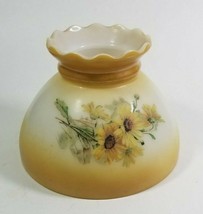 Floral Lamp Shade Brown Yellow Glass Daisy  Ruffle Top 7&quot; - £21.02 GBP