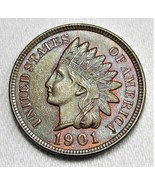 1901 Indian Cent VCH+ UNC Brown Red in Protected Areas AD135 - £61.63 GBP