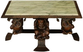 Vintage Coffee Table Courtiers Renaissance Fish Tail Feet Green Marble Iron - £1,493.64 GBP