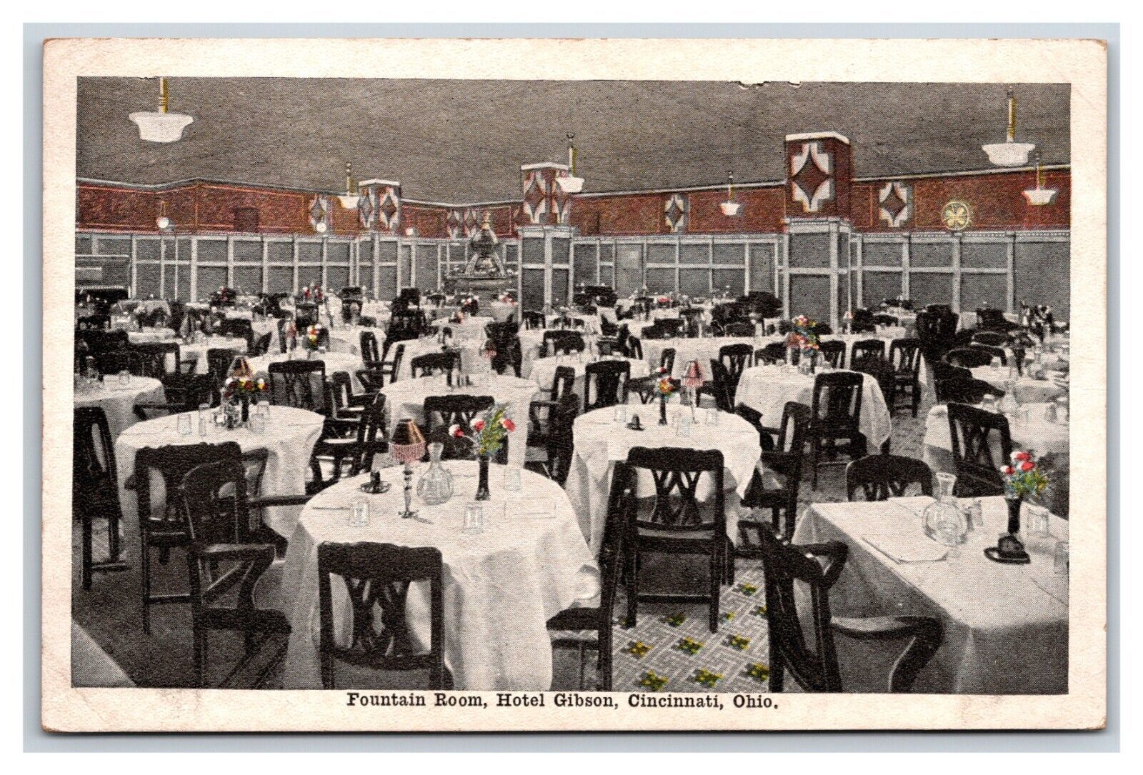 Primary image for Hotel Gibson Fountain Room Dining Room Cincinnat Ohio OH UNP WB Postcard V21