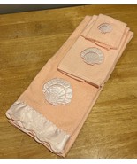 Vtg 3 Pc Cannon Peach Sea Shell Embroidered Bathroom Towel Set Bath/Hand... - $54.31 CAD