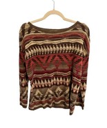 Ralph Lauren DENIM &amp; SUPPLY Womens Sweater Brown Aztec Geometric Pullove... - £28.37 GBP