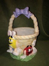 M&amp;M&#39;s Mars Red Yellow 9” Ceramic Easter Bunny Egg Basket FTD Flower Pot ... - £23.20 GBP