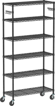 6-Tier Wire Shelving Unit with Wheels, Metal (14D X 36W X 75H) - £153.93 GBP