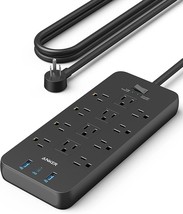 Anker Power Strip Surge Protector (2100J), 12 Outlets with 2 USB A and Black - £29.49 GBP