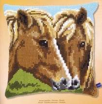 DIY Vervaco Horses Chuncky Cross Stitch Needlepoint 16&quot; Pillow Top Kit - £35.93 GBP