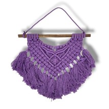 Macrame Wall Hanger Lilac Lavender Boho Bohemian Gallery Art Hanging Tassel - £15.66 GBP