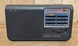 Sony ICF-36 Portable Weather•TV•FM•AM Radio Black Tested Works - £14.22 GBP