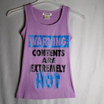 Prestige Warning Content Are Extremely Hot Lavander Ribbed Tank Top Women Sz S  - £16.61 GBP