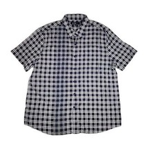 Nat Nast Shirt Mens Large Blue Hawaiian Camp Silk Blend Plaid Luxury Ori... - $26.72
