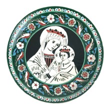 Gumus Gini Madonna &amp; Child Religious Christian Ceramic Plaque Turkish Handmade  - £30.05 GBP