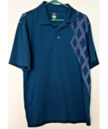 PGA tour polo shirt men size L golf blue with diamond design on side &amp;back - £7.74 GBP