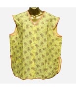 Vintage Yellow Floral Print Smock Apron Pearl Snap Pockets Made in USA W... - $361.71 MXN
