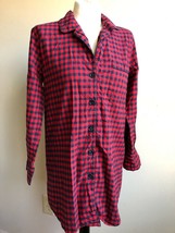 J Crew Factory S Red Blue Check Plaid Flannel Pajama Sleep Shirt Nightgo... - £17.18 GBP