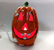 Jack-O-Lantern 9&quot; Ceramic Pumpkin electric Light Up Halloween  1989 - £20.08 GBP