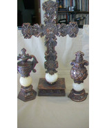 DECORATIVE RESIN CROSS WITH TWO SIDE PIECES, ANTIQUED FINISH RESIN, UNIQUE - £98.20 GBP
