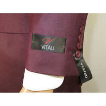 Mens Three Piece Suit Vested VITALI Soft Fabric With Sheen M3090 Burgundy 3Piece image 14