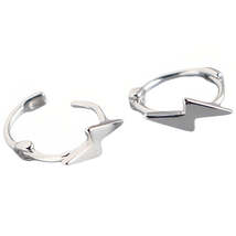 Anyco Earrings Sterling Silver Minimalist Mini Lightning Ear Buckle For Women - £15.83 GBP