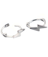 Anyco Earrings Sterling Silver Minimalist Mini Lightning Ear Buckle For ... - $364.60 MXN