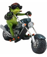 8.5&quot;L Born To Ride Biker Frog Smoking Cigar On Blue Chopper Motorcycle S... - $32.99