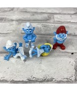 Peyo Smurfs Toy Mini Figures Lot of 4 1970-80&#39;S Smurfette Papa Smurf &amp; More - £10.39 GBP