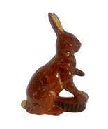Vintage Eldreth Pottery Redware 6.75&quot;Easter Brown Bunny Rabbit 1997 Sign... - $46.99