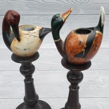 Duck Mallard Candle holders Resin Wood Look - $28.70