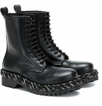 Balenciaga Leather Combat Lace Boots Sz 36 $1295 Authentic New - £935.20 GBP