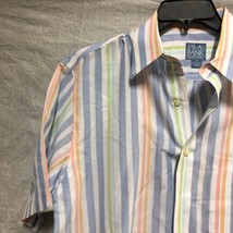 Mens Medium Short Sleeved Button Down Colorful Blue Green Orange by Jos A. Bank - £16.61 GBP