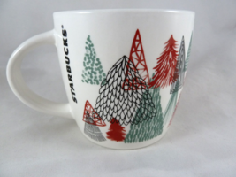 2017 Starbucks Christmas Coffee Mug 14 oz. Assorted Christmas Trees on W... - £9.53 GBP