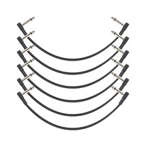 12 Inch Guitar Patch Cables 6 Pack 1 4&quot; TS Right Angle Effect Pedal Flat Cables  - £31.37 GBP