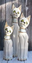 Balinese Wood Handicraft White Siamese Feline Cat Family Set of 3 Figuri... - €40,62 EUR