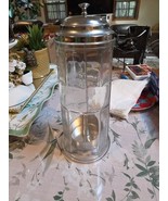 Vintage Gemco Glass Barber Comb Straw Holder Container Jar Chrome Metal ... - €8,59 EUR